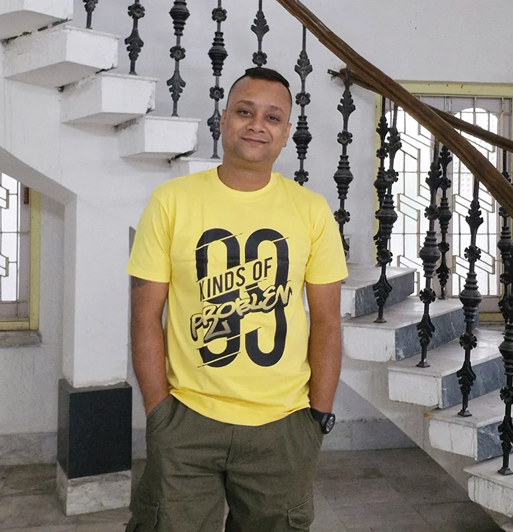 Man wearing 99 Kinds of Problems funny graphic tee