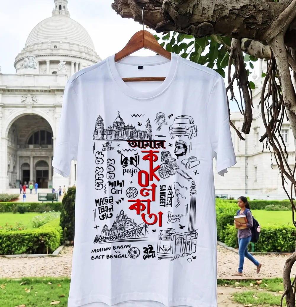 Kolkata Doodle Themed Unisex T-shirt front - Vilgot Clothing