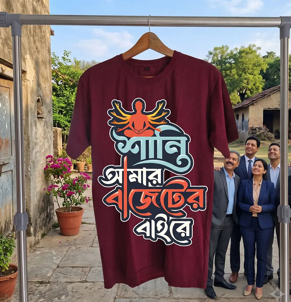 Shanti Amar Budgeter Bayere Themed Bengali Unisex T-shirt front - Vilgot Clothing