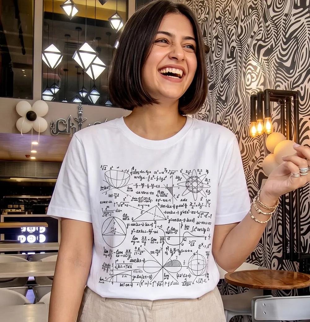 Woman wearing Numeric Doodle T-shirt