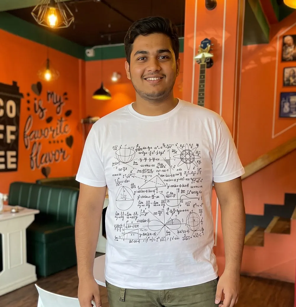 Chubby Guy wearing Numeric Doodle T-shirt