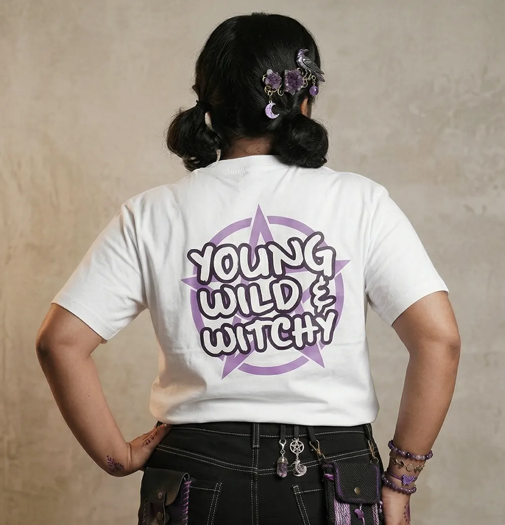 Young Wild & Witchy T-shirt Themed Unisex T-shirt - Back View