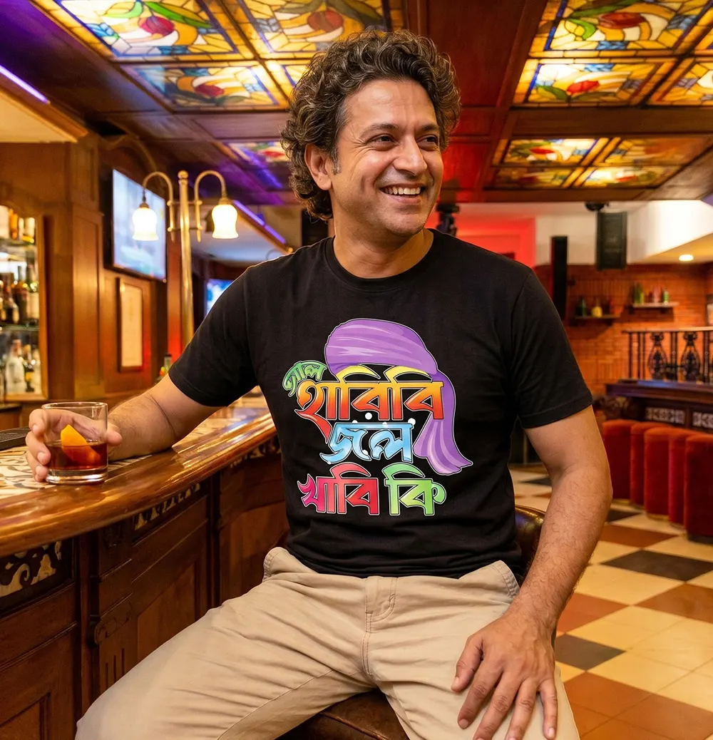 Man wearing Al Habibi Jol Khabi Ki unisex T-shirt