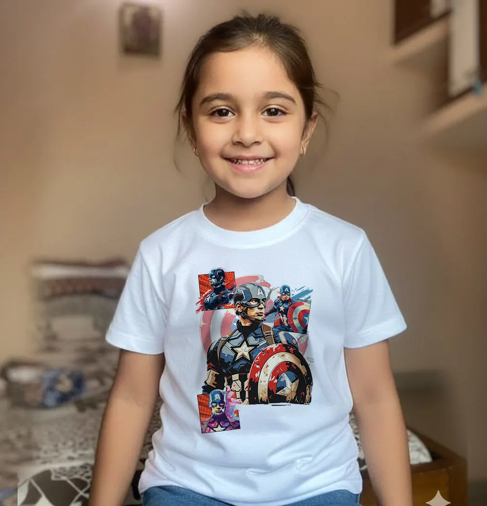 Captain America themed kids T-shirt for girls