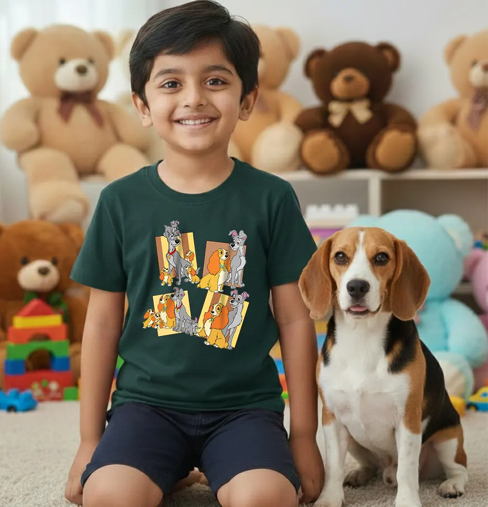 Cute dog family kids T-shirt for boys