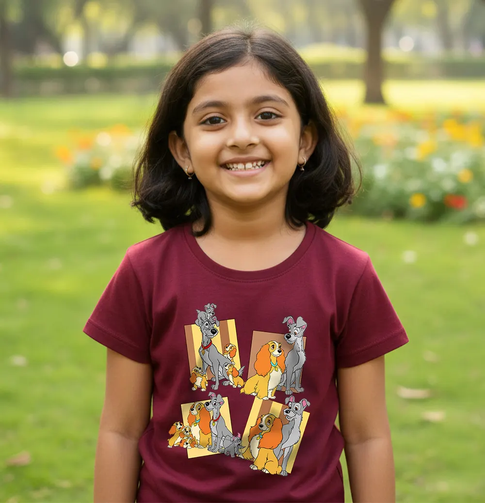 Cute dog family kids T-shirt for girls