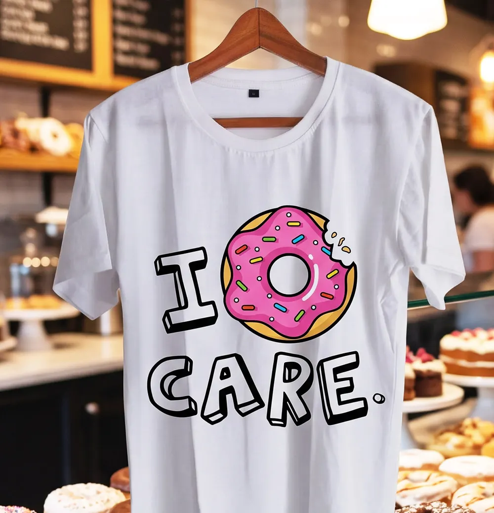 I Donut Care Quirky T-shirt design