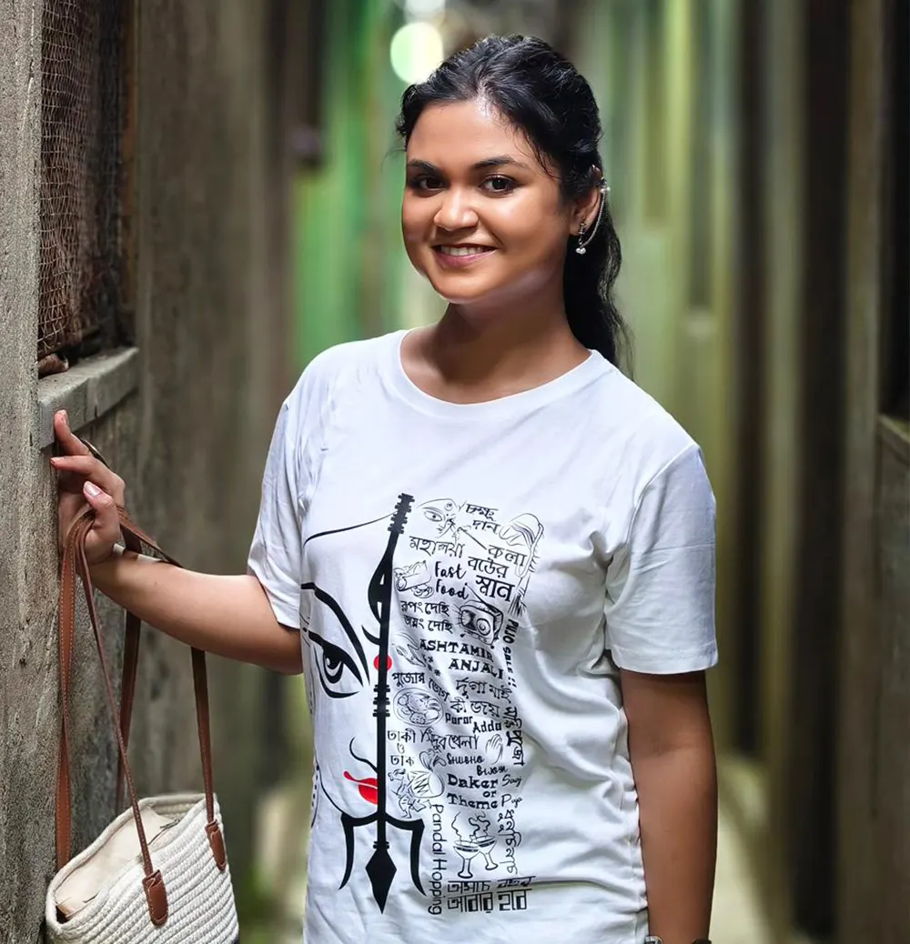 Durga Puja Doodle Themed Unisex T-shirt for girls