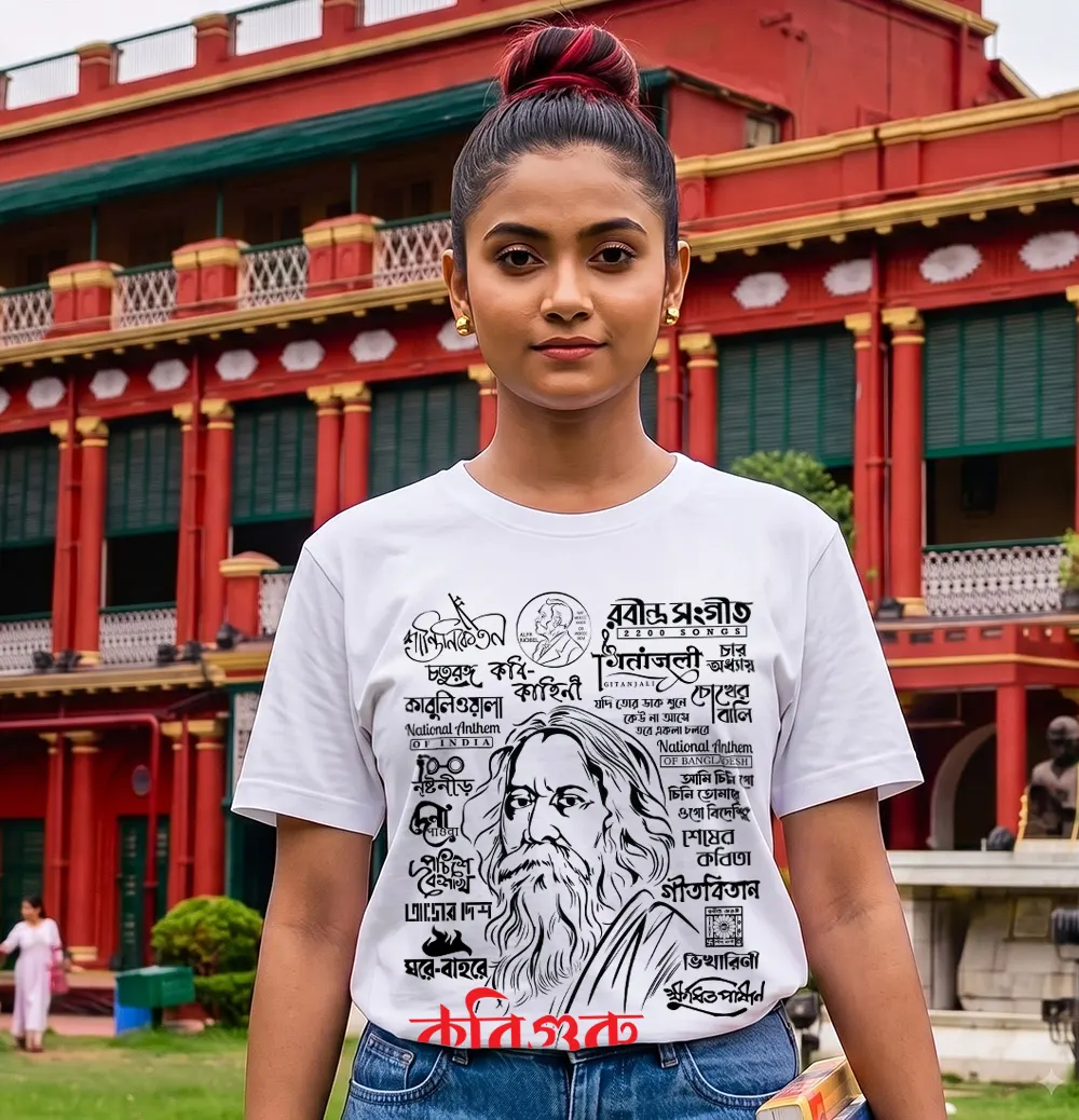 Kobiguru RabindraNath Tagore Themed T-shirt for girls