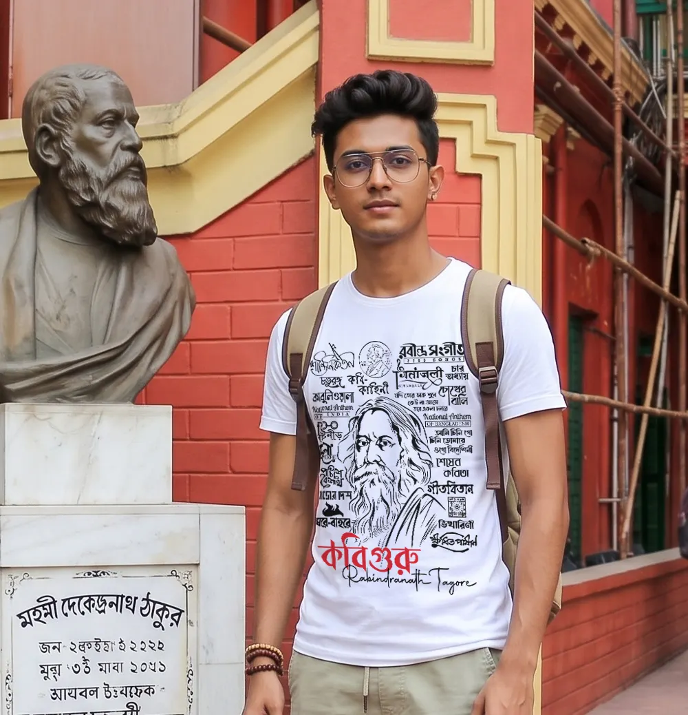 Kobiguru RabindraNath Tagore Themed T-shirt for guy