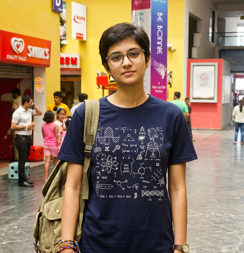 Man wearing Mad Genius t-shirt