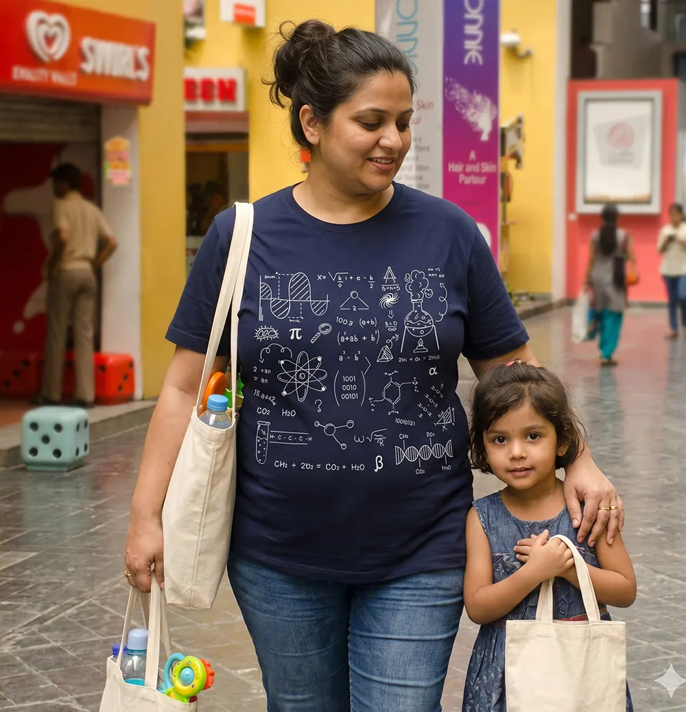 Chubby Woman wearing Mad Genius t-shirt