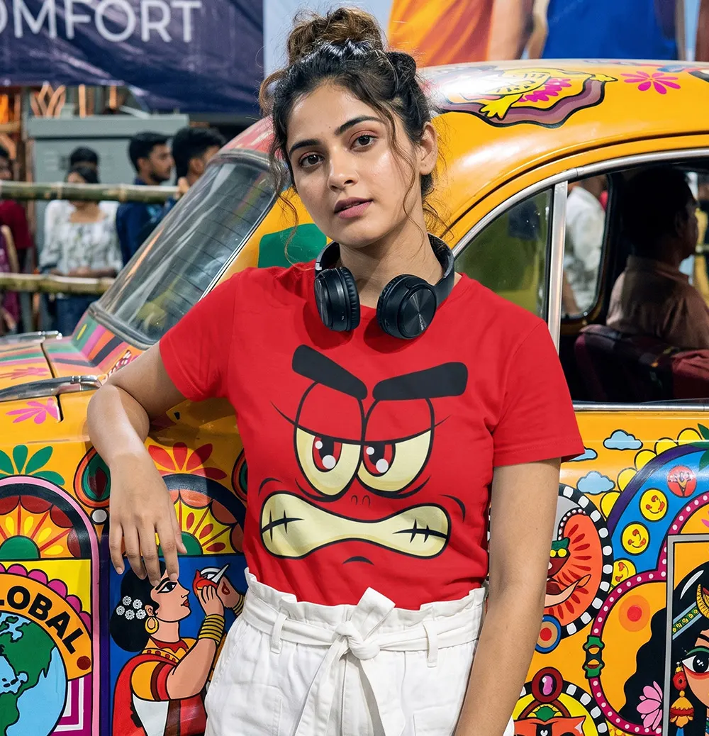Red Monster Graphic Printed Unisex T-shirt for girls