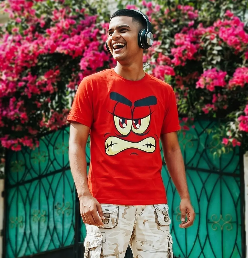 Red Monster Graphic Printed Unisex T-shirt for boys