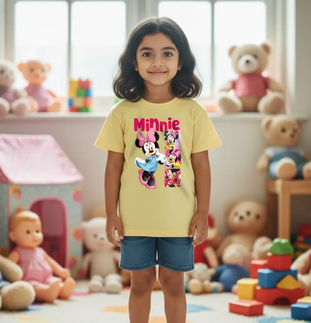 Pink Minnie themed kids T-shirt for girls