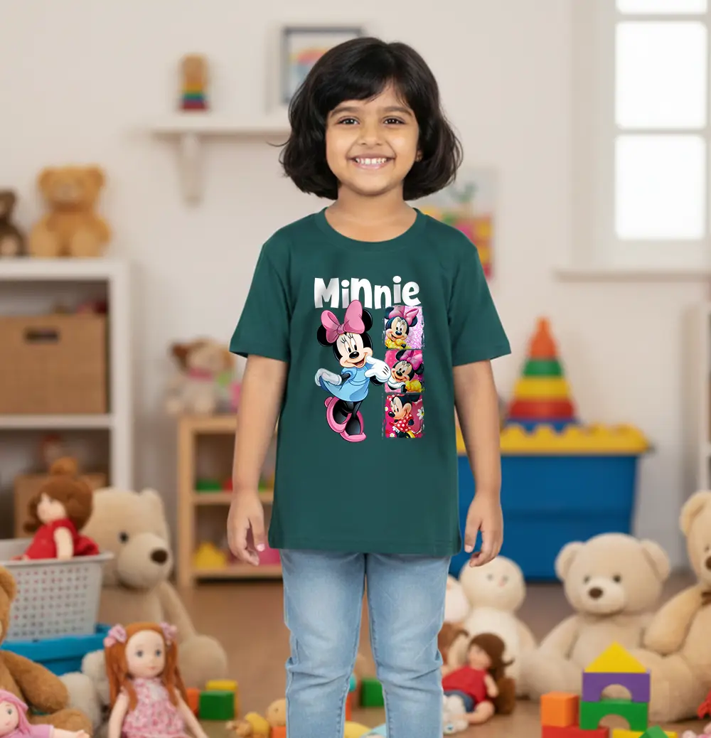 Pink Minnie themed kids T-shirt for girls