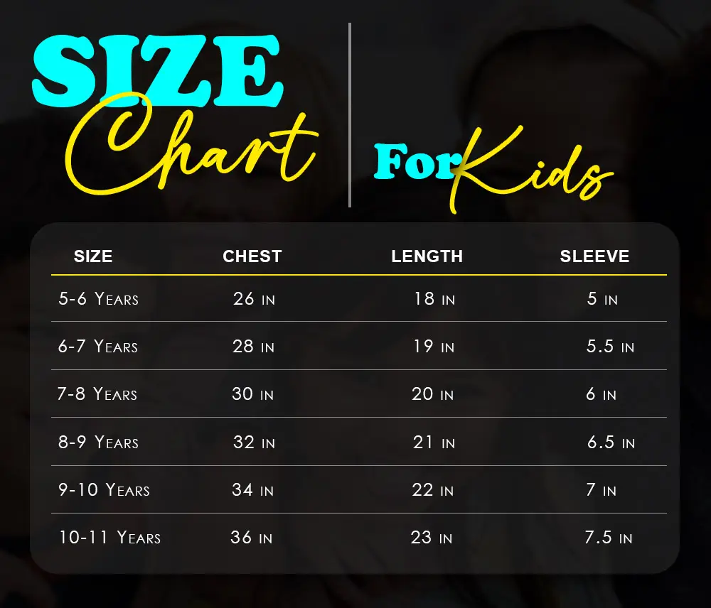 Kids T-shirt size chart
