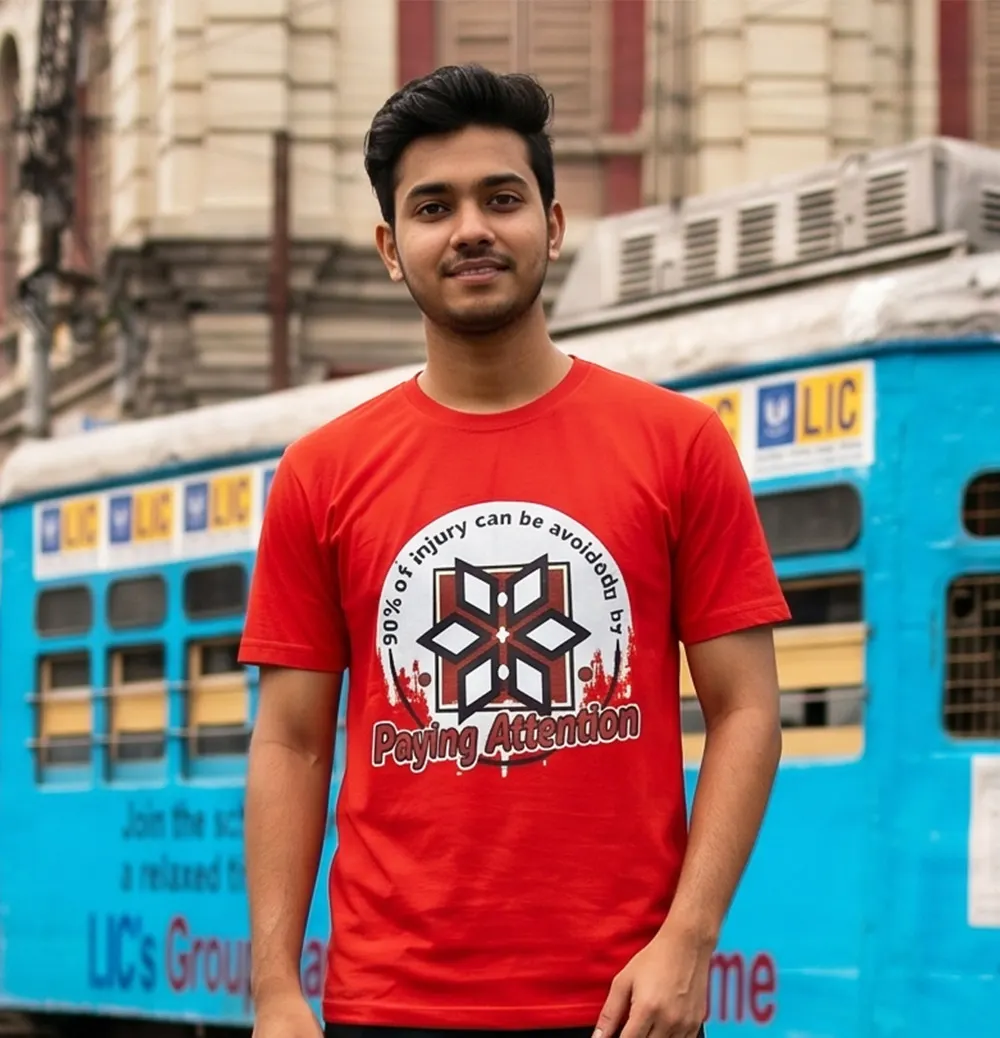 uy Men Gaming Themed Red T-shirt